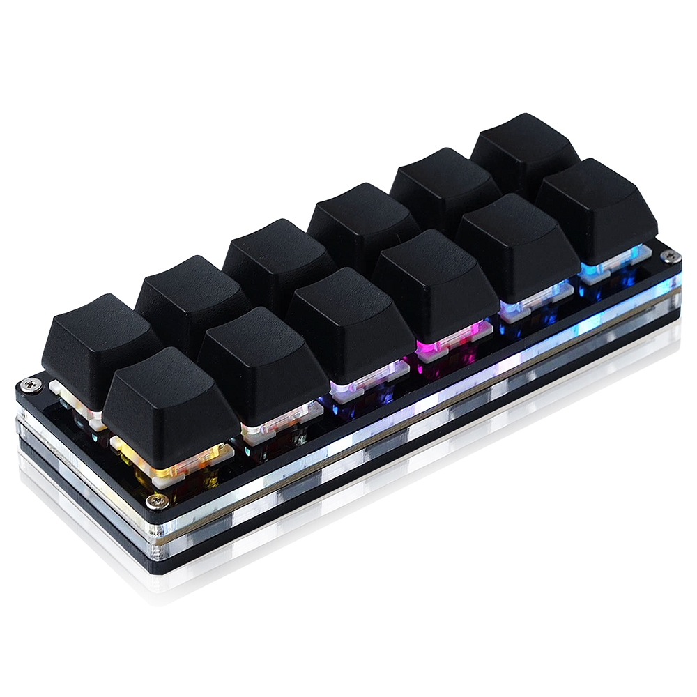 12 klawiszy Mini mechaniczna klawiatura do gier Klawiatura jednoręczna USB-C Przewodowa klawiatura OSU Programowalna klawiatura z możliwością wymiany podczas pracy: Black