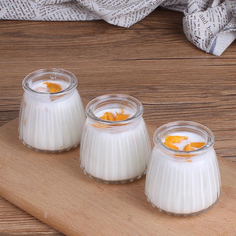 6 Stuks 150Ml Yoghurt Cups Met Deksels Glazen Beker Transparant Yoghurt Drinkbeker Pudding Melk Cup Voor Huis Keuken winkel Restaurant