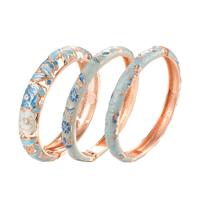 3 Pcs Set Cloisonne Bangles Voor Vrouwen Sieraden Lady Girl Vrouwen Hand Armbanden Enamel Bangle Indische Stijl