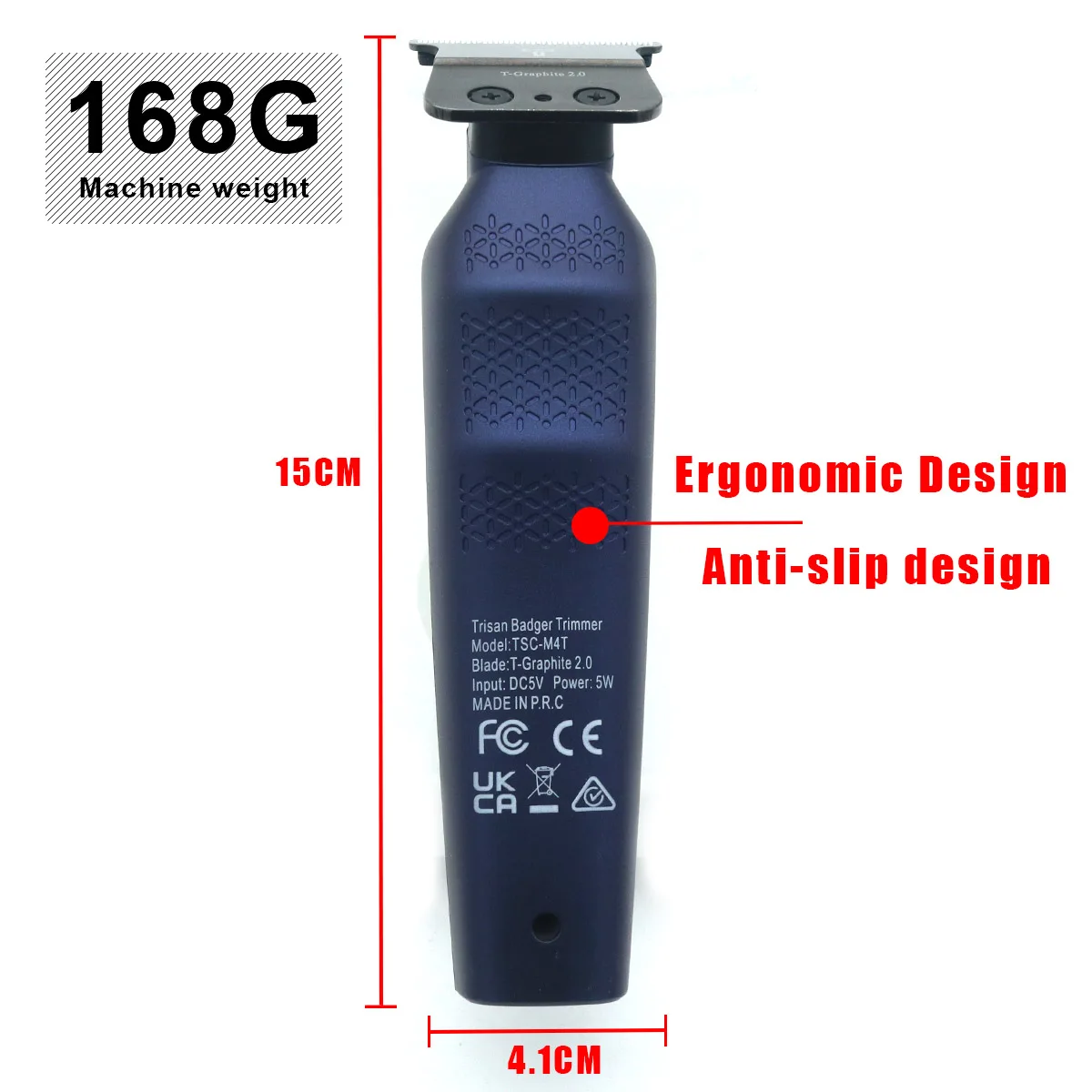 Cortadora de pelo para hombres, cuchilla en T DLC de grafito con cargador de Base, cortadora de pelo USB inalámbrica de poco ruido, máquina de acabado