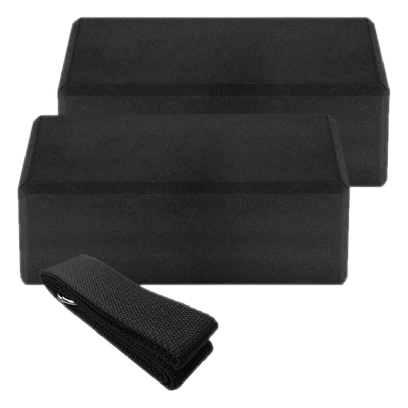 2Pcs Yoga Block And Yoga Strap Set, High Density EVA Foam Block To Support And Improve Poses And Flexibility: Default Title
