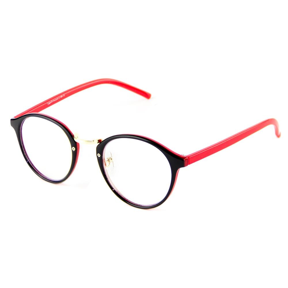 Cyxus, gafas de ordenador con bloqueo de luz azul para Anti UV y ojo, gafas coreanas con montura redonda, cristales transparentes para mujeres y hombres, gafas 8065: Red and black