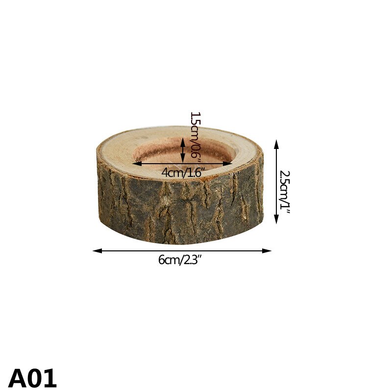 Retro Rustic Wedding Centerpieces Candle Decor Wooden Candle Holder Base Christmas Birthday Table Tea Light Candle Decor: A01
