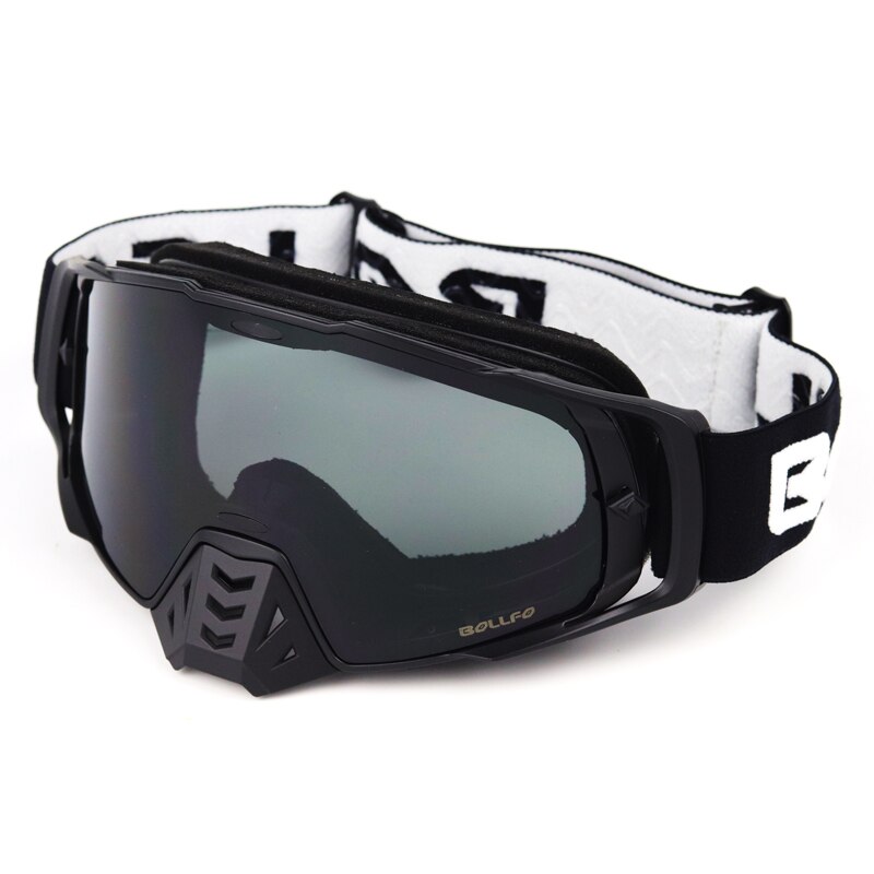 MX Goggle in Motorrad Gläser BOLLFO Moto-Cross Brille ATV aus Straße Schmutz Fahrrad Staubdicht Rennen Glas Anti Wind Brillen Brille: Schwarz F grau Linse