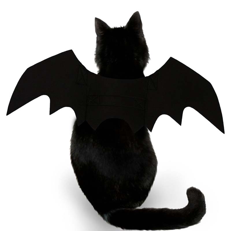 Halloween husdjur hund katt bat vinge kostym valp kattungar svart filt bat vinge för halloween fest maskerad dekor kostym tillbehör
