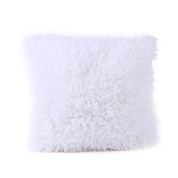 43cm*43cm Pillow Case Sofa Plush Square Waist Throw Cushion Cover Home Decor Throw Pillowcases Home Euro Pillow Covers J#2: White
