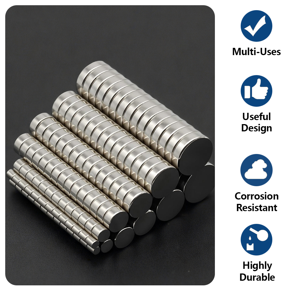Superstarke runde Magnete x4 mm. Leistungsstarke Magnete für Kühlschrank, Heimwerken, Gebäude, Wissenschaftliche, Bastelarbeiten und Büromagnete
