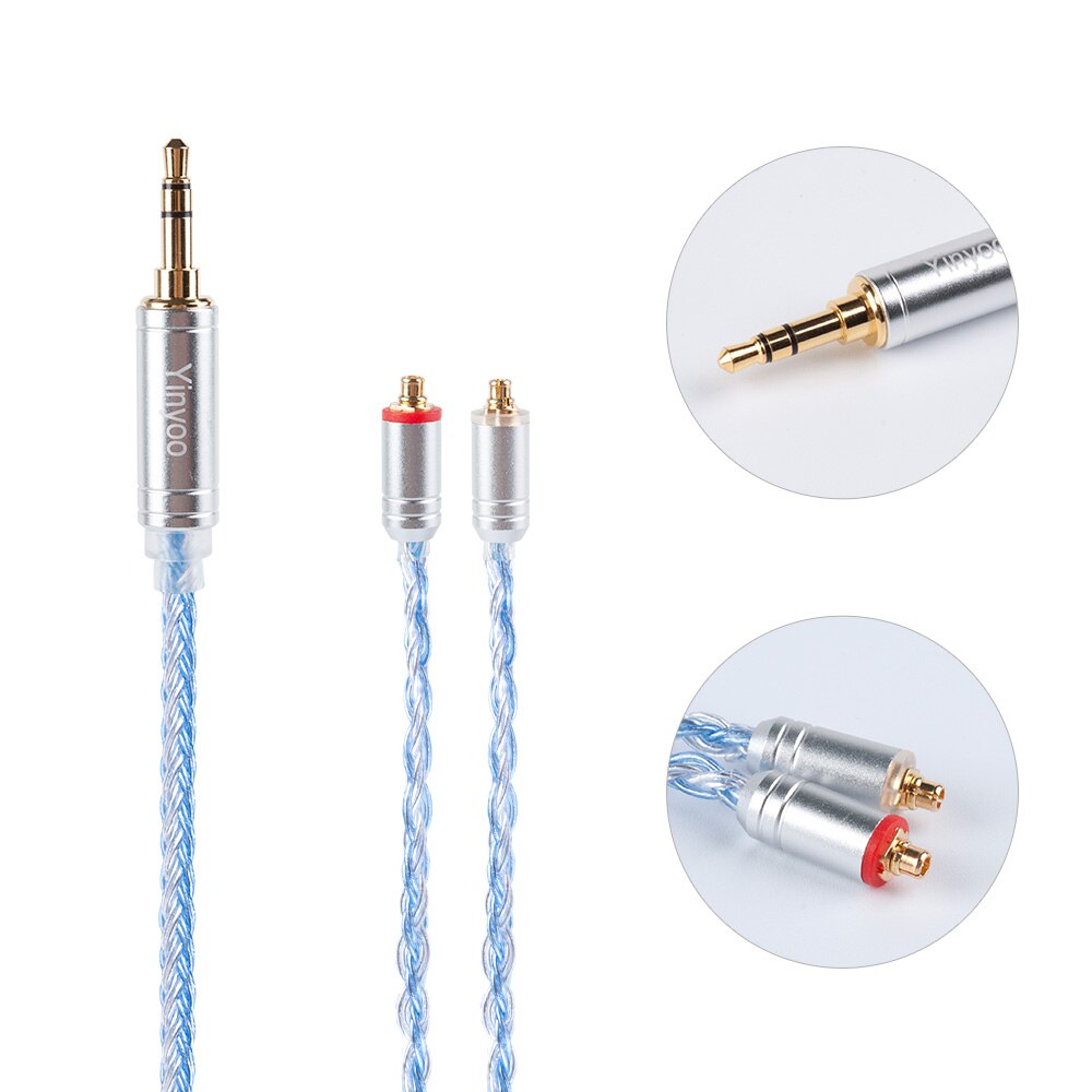 Cavo Auricolari Yinyoo 16 Fili Argentati - 2.5/3.5/4.4MM - Connettori MMCX/2PIN/QDC - per BLON KZ ASX: MMCX 3.5