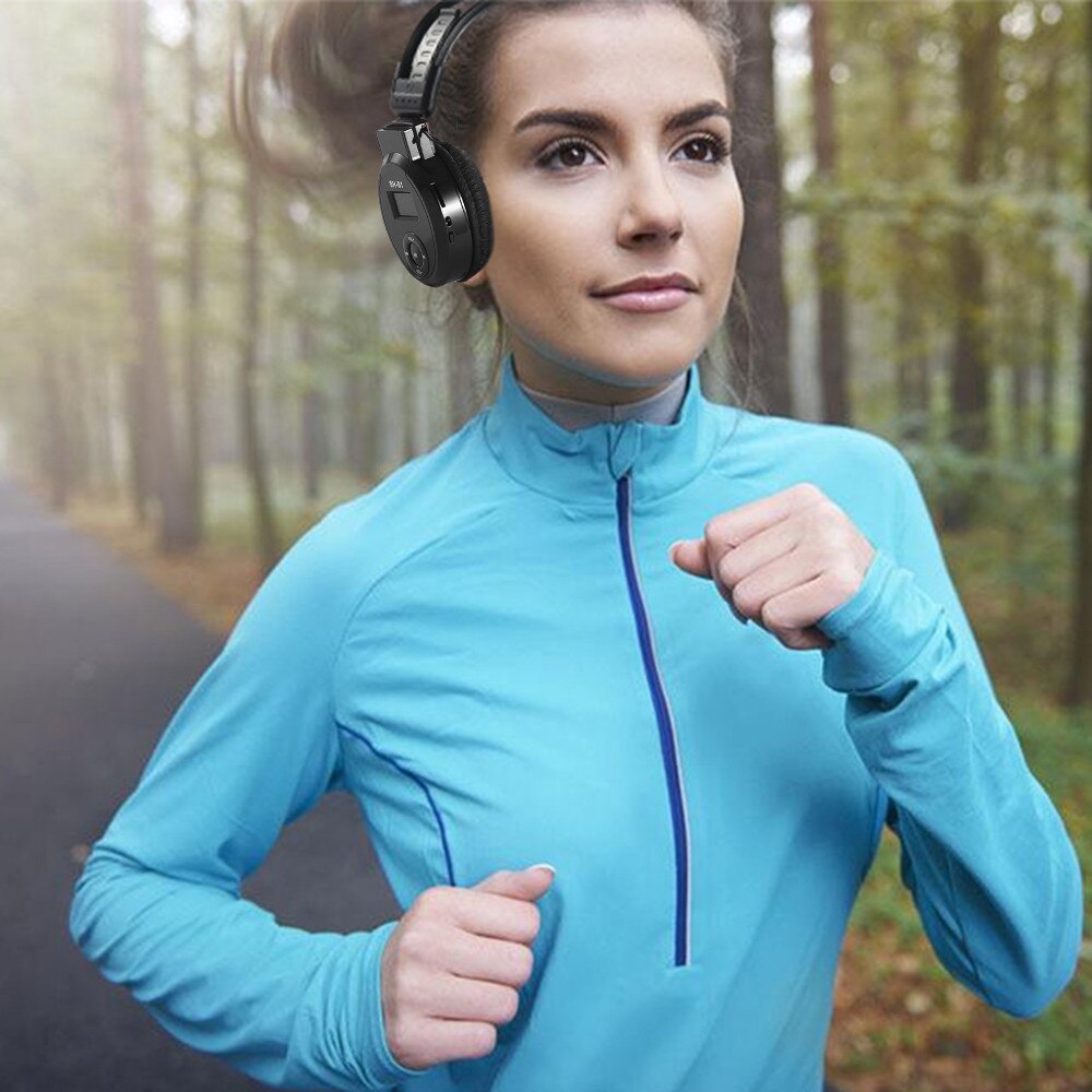 Universal dobrável esportes fone de ouvido sem fio led fm rádio fone de ouvido com tela lcd apoio tf cartão para o telefone do computador # g20