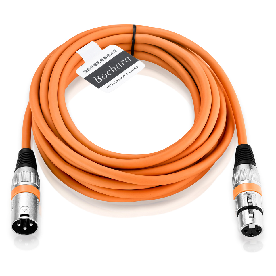 Bochara-cabo xlr trançado, macho para fêmea, ofc, cabo de áudio + trançado, para microfone, mixer, amplificador, 1m, 2m, 3m, 5m, 10m: Laranja / 3 m
