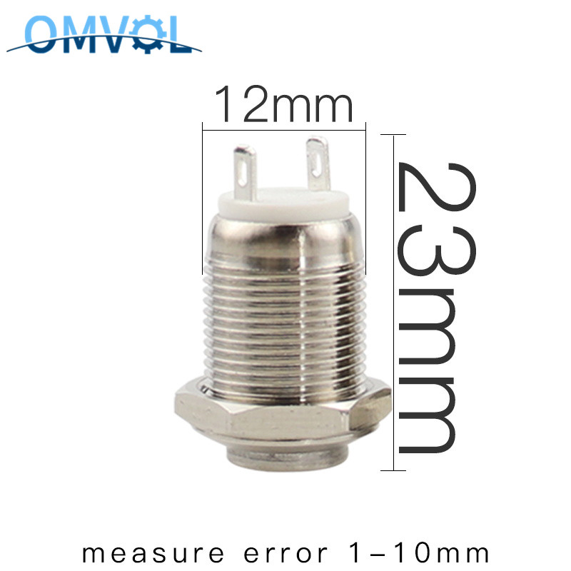 1PC 12mm Waterproof Momentary Round Stainless Steel Metal Push Button Switch Car Start Horn Bell Reset Flat Head &amp; High Head