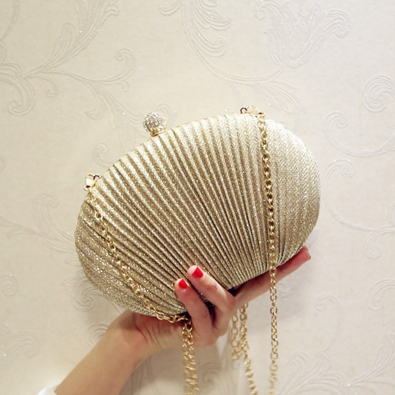 Dames diamanten avond clutch tas vrouwen bruiloft glanzende handtassen bruids geplooide portemonnee tassen ketting schoudertas