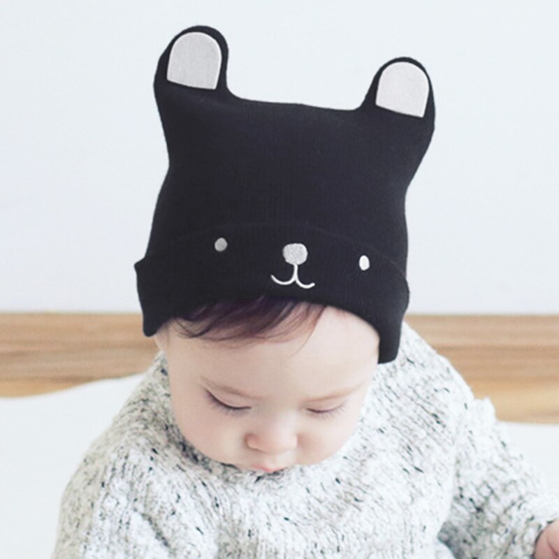 Baby Knitted Cap Autumn Winter Cartoon Puppy Pattern Set Head Hat Leisure Solid Color Baby Keep Warm Wool Caps TG0089