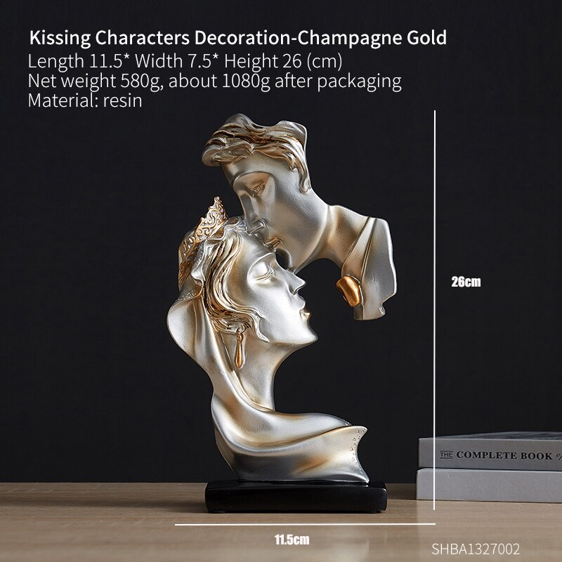 Europa stil harpiks abstrakt skulptur boligindretning tilbehør moderne kys par statuer stue indretning kærlighed bryllup: 26cm bryllup-sølv