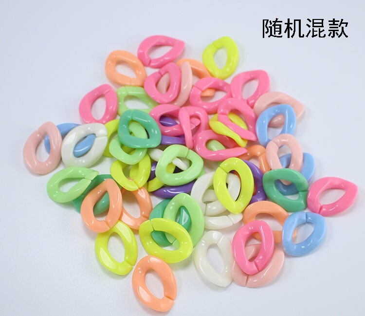 100pcs/lot Detachable Plastic colored buckle beads DIY Handbag Key Strap Necklace Accessories Acrylic Chain 17*23cm N204: mix colors