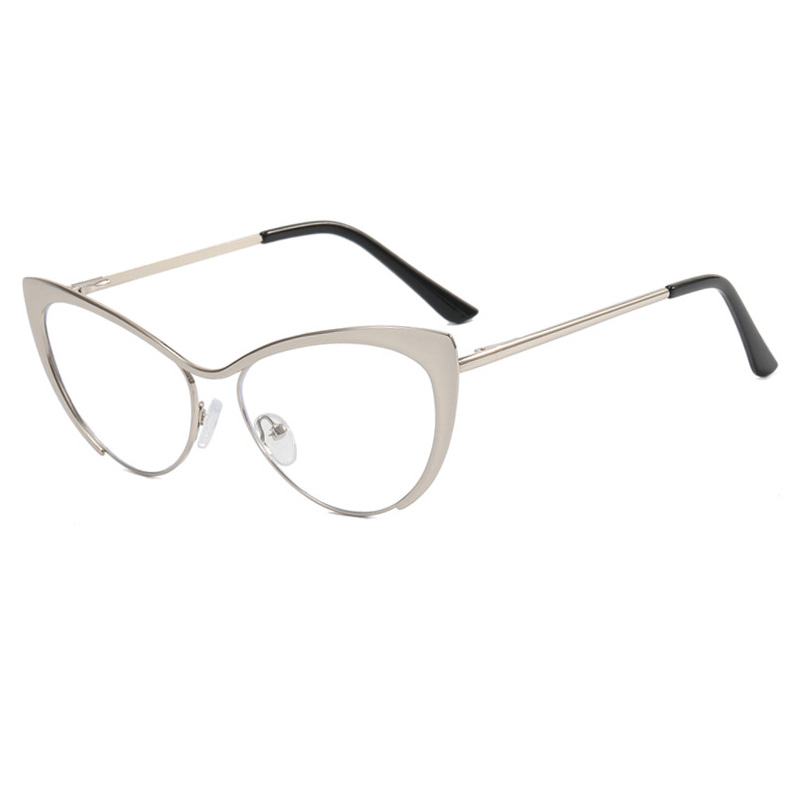 Shauna Anti-Blauw Licht Mode Vrouwen Cat Eye Optische Brilmonturen Lente Hinger Metalen Gradiënt Zonnebril UV400: Khaki