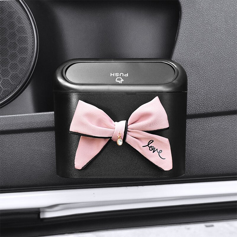 Leuke Strik Auto Prullenbak Opknoping Voertuig Vuilnis Stofhoes Opbergdoos Drukken Type Prullenbak Auto Interieur Accessoires: Zilver