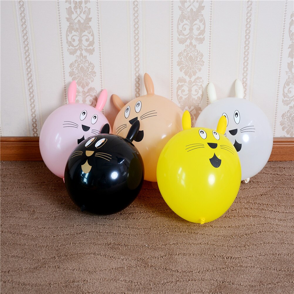 Color Random 10Pcs/Set Rabbit Head Latex Inflatable Balloon Mixed Children's Party Special Shaped Cartoon Toys