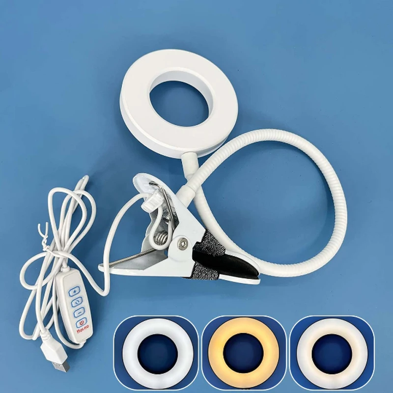 LED-leeslamp met klem 3 kleuren en 10 helderheid Bureaulamp Flexibele zwanenhals Boeklamp Kinderen lezen Nachtlampje Boeklicht: WIT