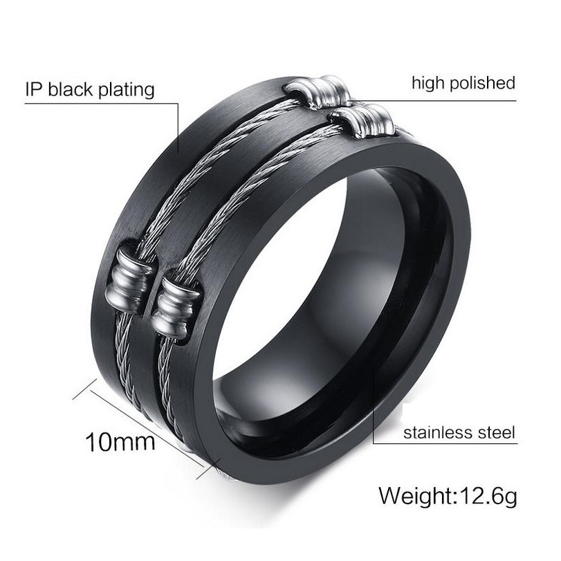 Klassieke Draad Kabel Biker Ringen Voor Mannen 316L Rvs Geborsteld Mannelijke Jongen Signet Vinger Bands Sieraden