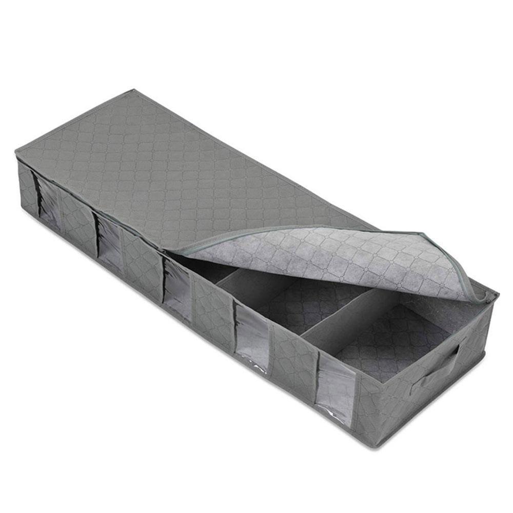 Non-woven Bed Storage Box Under Bed Storage Large Capacity Sweaters Clear Clothing Window Blankets Storage Containers Shoes T7H2: grey