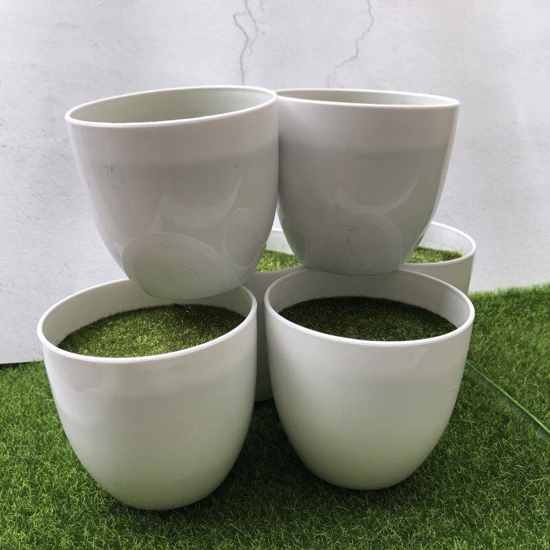 White Round Plastic Flower Pot Plant Vase Simple Moderm Flowerpot With Moss Foam Floral Arrangement Accessories home decoration
