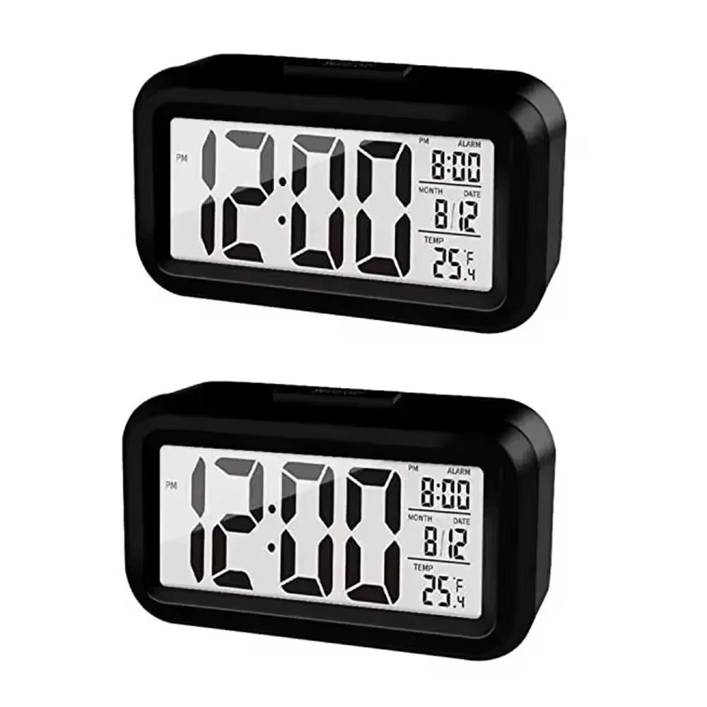 LED Digital Wecker Hintergrund beleuchtung Schlummer Daten Zeit kalender Desktop Multifunktions elektronische Hintergrund beleuchtung Tisch uhr: Lila