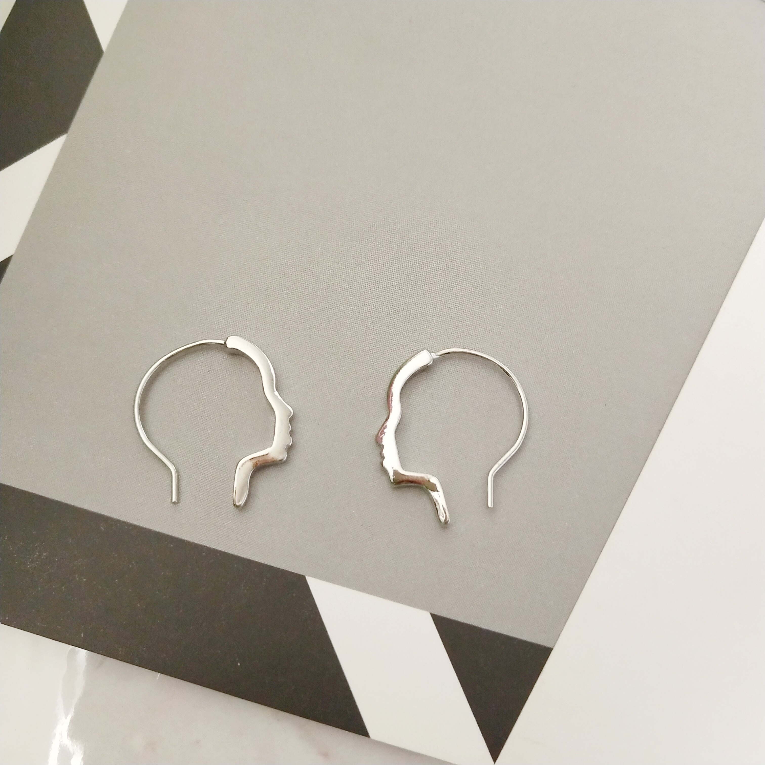 10 Paar/partij Mode-sieraden Metal Abstract Overzicht Hoofd Gezicht Oorbellen Voor Vrouwen
