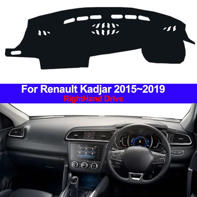 Cubierta de tablero de instrumentos de coche, alfombra Dashmat para tablero, cojín, capa, parasol, 2 capas, para Renault Kadjar , , ,