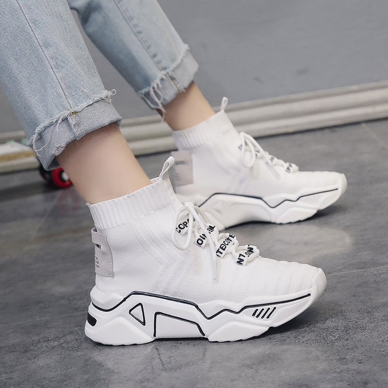 QGK Casual Shoes Women High Top Breathable Sneakers Autumn Summer Mesh Shoes Walking Lightweight Movement Sneakers