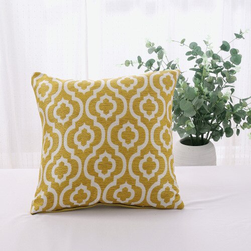 45x45cm Linen Cojines Decorative Para Sofa Geometry Pillow Covers Decorative Pillow Cover For Living Room The Plaid Pillows: Yellow