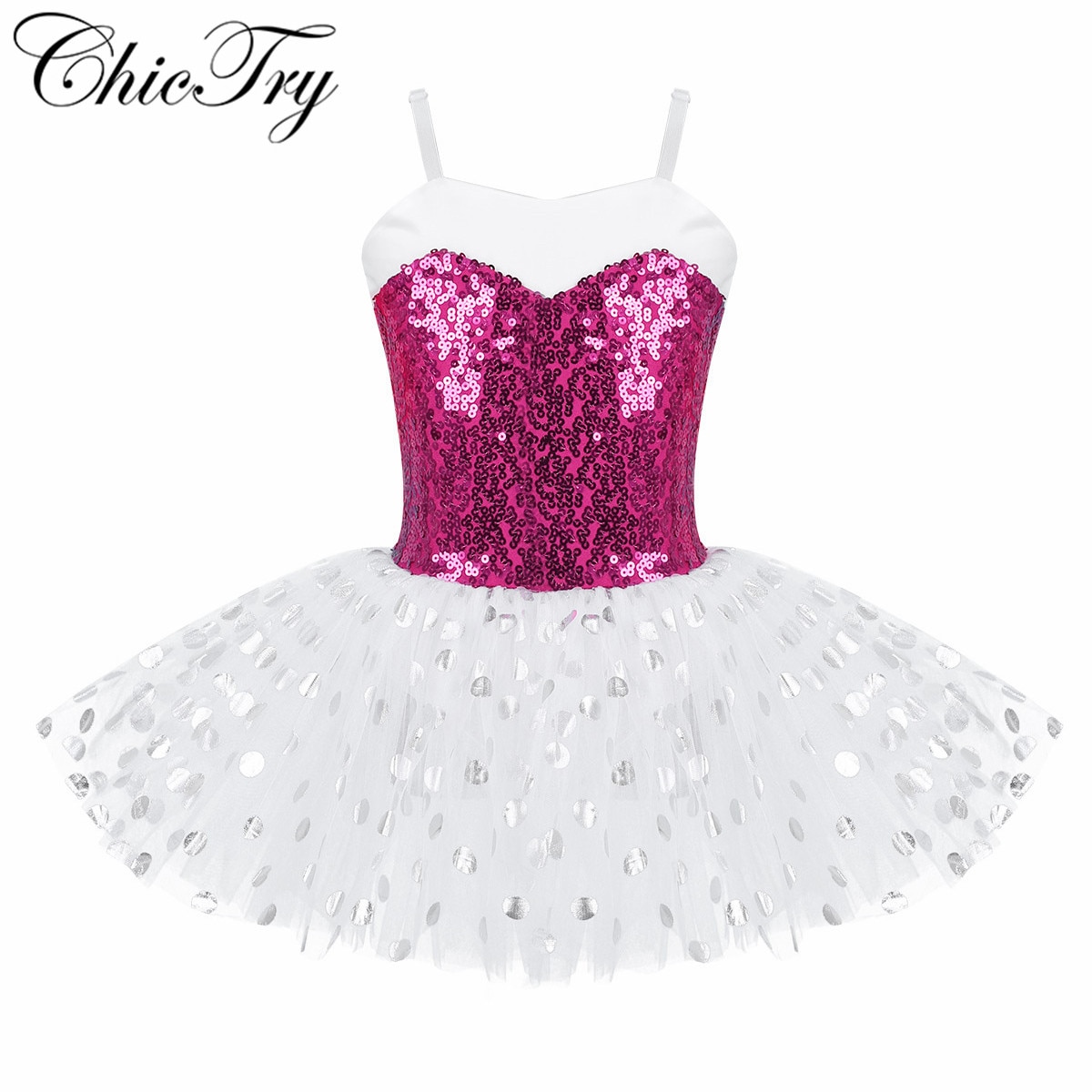 ChicTry lentejuelas niños niñas tul Ballet danza tutú bailarina chicas Ballet danza gimnasia leotardo vestido con tutú de red