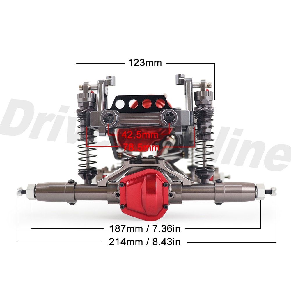 1/10 RC Crawler Chassis In Metallo Kit di 313 millimetri 12.3 "Passo con di Trasmissione In Metallo di Alluminio Asse Telaio In Fibra di Carbonio Ferroviario