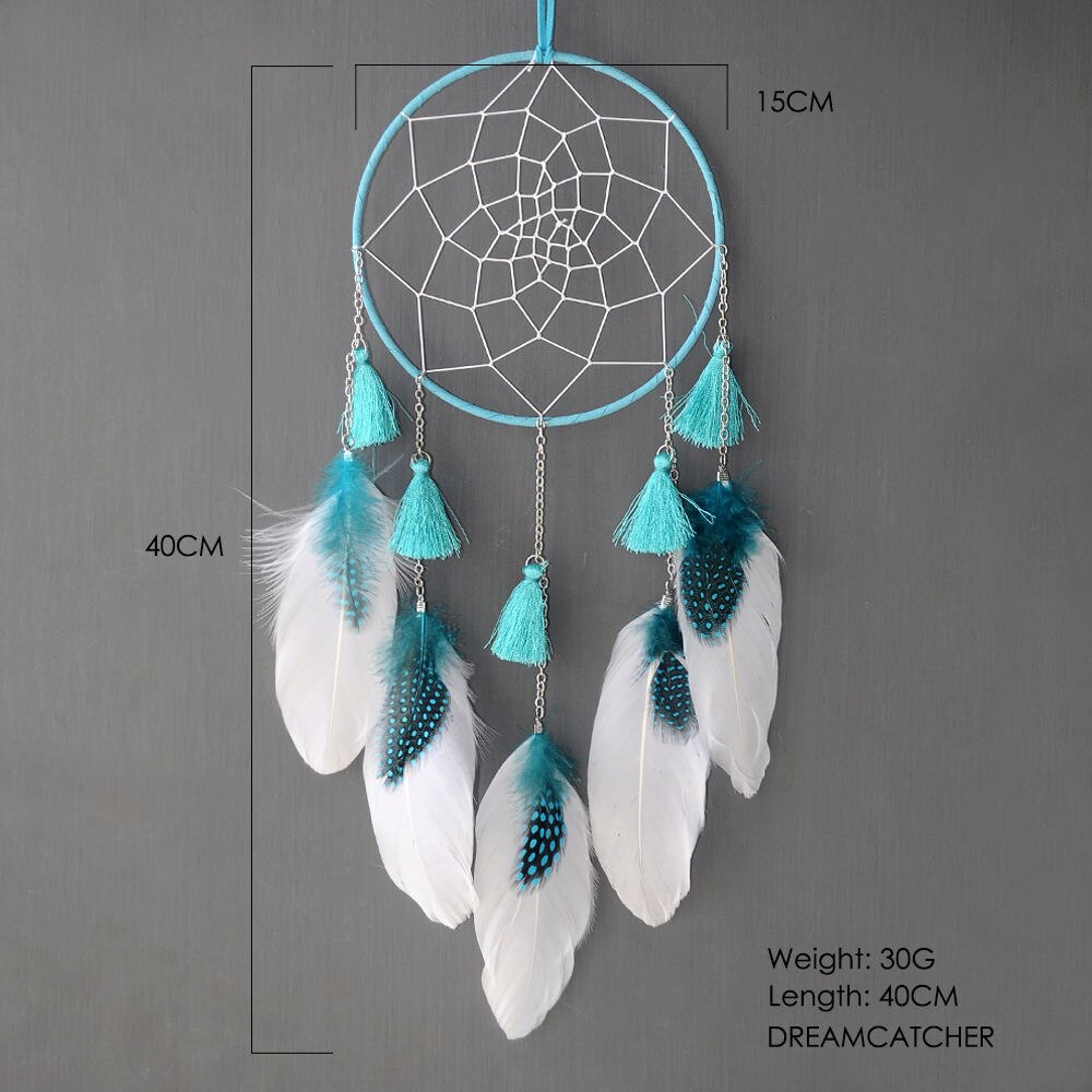 Atrapasueños nórdico atrapasueños grande blanco azul decoración de habitación de niños decoración de habitación de niñas decoración de boda para mujeres: D7253