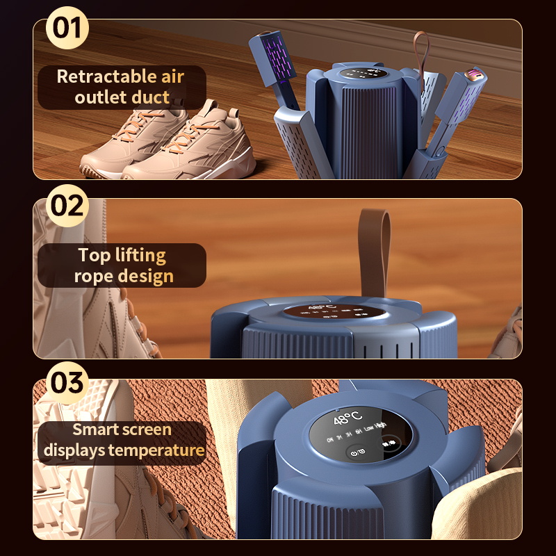 Intelligenter Timer, Schuhtrockner, faltbarer Schuhwärmer für den Haushalt, 2 Paar Schuhe trocknen, konstante Temperatur, Stiefeltrockner, UV-Sterilisation