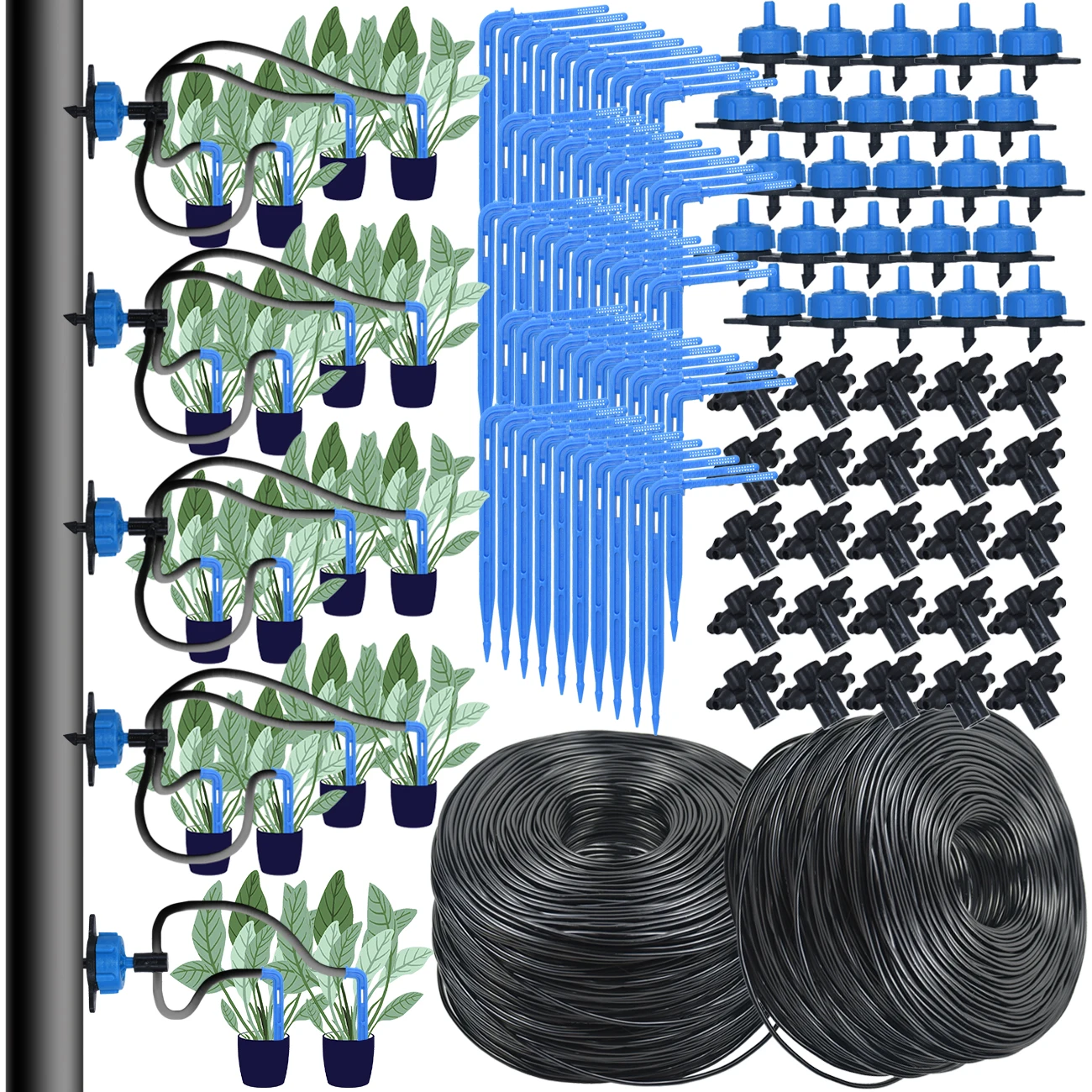 Kesla dryppvanning 4- -veis 3/5mm drypppil 2-- veis sender vanningssystem blomsterhage plen drivhus 10/20 sett