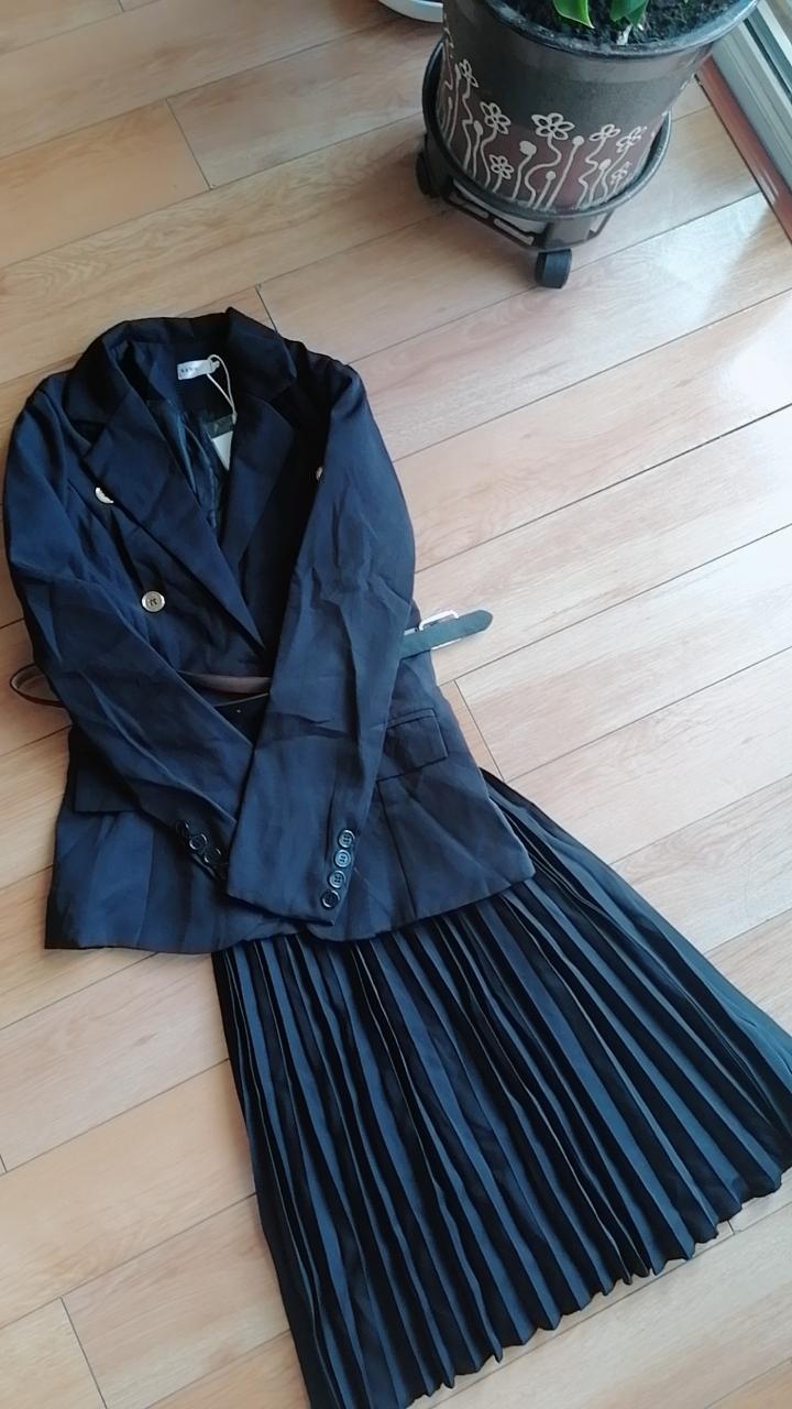 Con cintura! Set di abbigliamento donna autunno primavera moda ufficio cappotti da donna Blazer e gonne lunghe a pieghe eleganti Set di abiti NS87