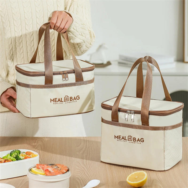 Square Insulated Lunch Bag For Women Kids Cooler Thermal Bag Portable Bento Box Ice Pack Tote Work Food Pouch Picnic Container