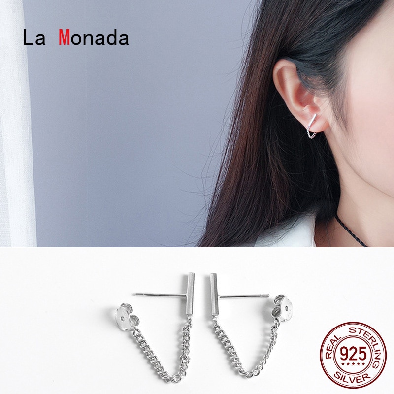 La Monada Geometrische Chain Stud Oorbellen Voor Vrouwen Zilver 925 Minimalistische Fijne Vrouwen Oorbellen In Sieraden Stud Oorbellen 925 Zilver