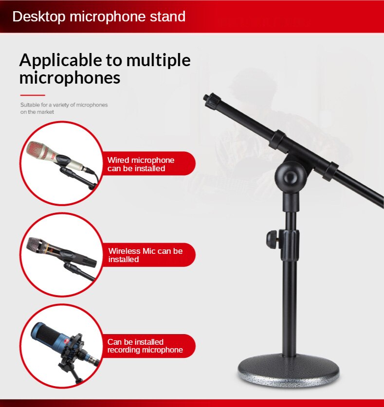 Desktop Metal Microphone Stand Boom Arm Suspension Scissor Microphone Holder Boom Arm 5/8-inch Threaded Mount for Blue Yeti mic