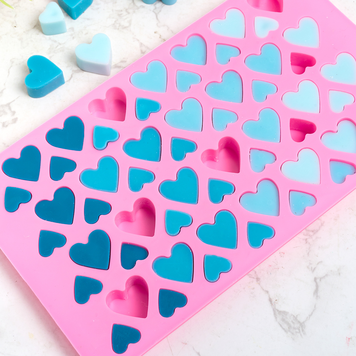 Molde de vela de silicona con forma de corazón de 56 compartimentos, bricolaje, grande, pequeño, pastel de amor, bandeja de hielo de Chocolate, moldes para hornear, decoración del hogar y vacaciones