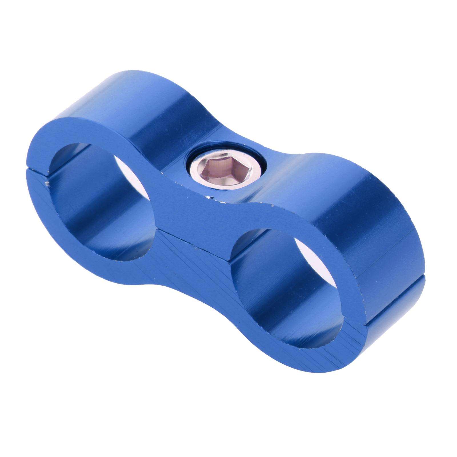 Car 2-Hole Fuel Hose Separator Clamp Oil Fuel Line Clamps Adapter: AN8 Blue