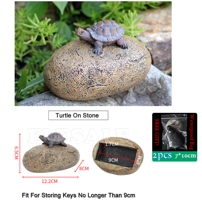 Decoratie Rock Steen Vorm Verborgen Opbergvak Zicht Geheime Sleutel Kluis Doos Voor Huis Tuin Rv Reservesleutels Keyfob Safes: Goud