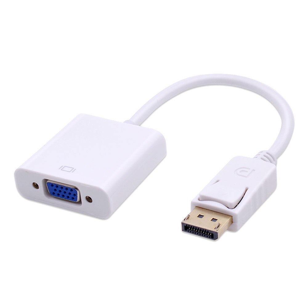 Chipal 10 stk displayport display port dp til vga konverter adapter kabel til pc computer notebook hdtv projektor monitor display: Hvid