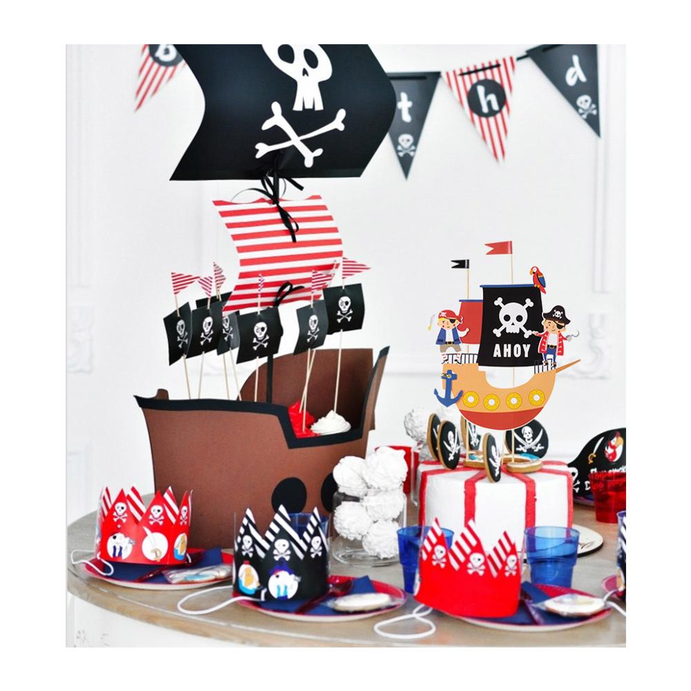 Cupcake toppers met thema, taart, dessert, tandenstokerinzetstuk voor kinderfeestjes, piratenthema, babyshowerdecoratie