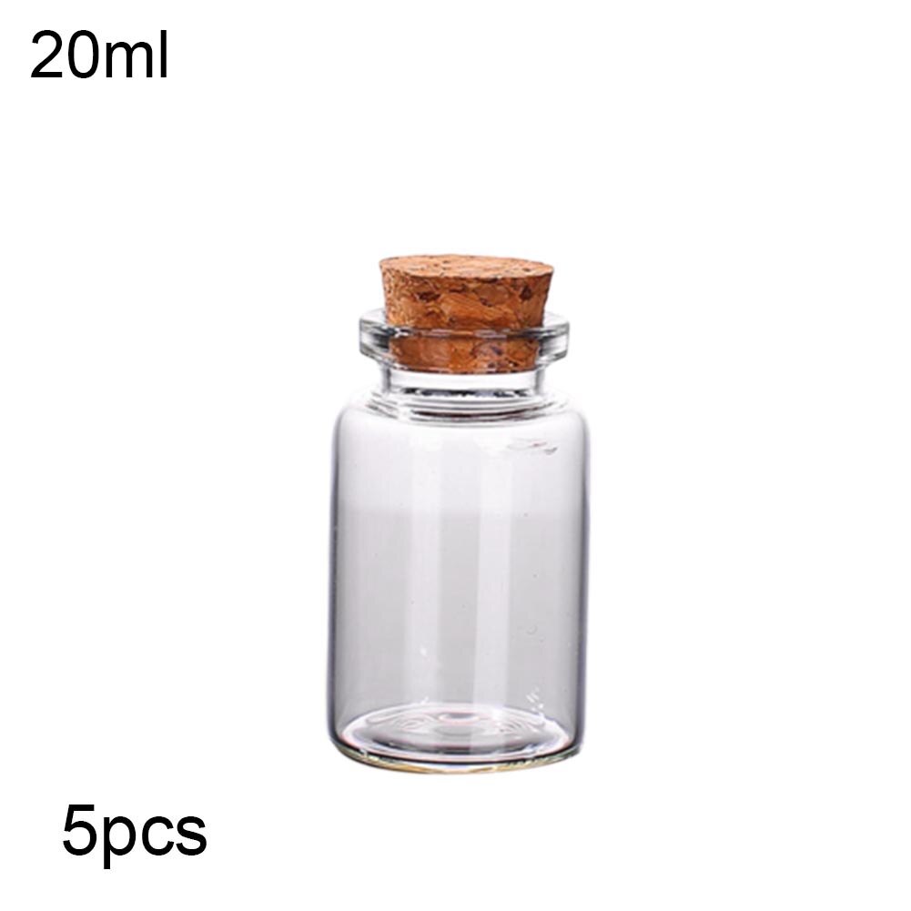5Pcs 10/15/20/25/30/40/70ml Clear Cork Stopper Wishing Empty Glass Bottle Vials: 20ml