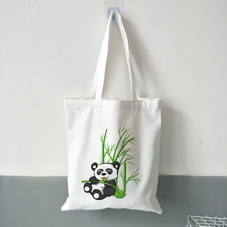 Panda dos desenhos animados bonito animal impressão senhoras bolsas de lona sacola de viagem de compras das mulheres eco reutilizável sacos de ombro bolsas de tela: B1183-TBWH-M