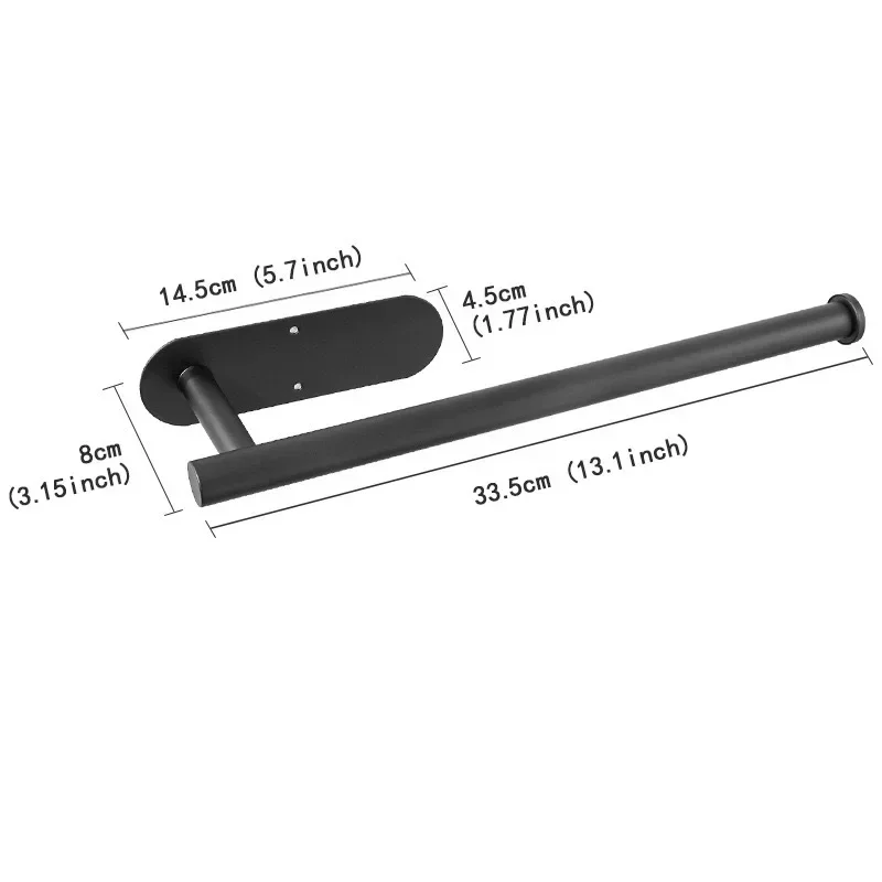 Paper Towel Holder Under Cabinet Wall Mount Stainless Steel Black Kitchen Paper Towel Rack Bathroom Self Adhesive No Drilling: WHITE
