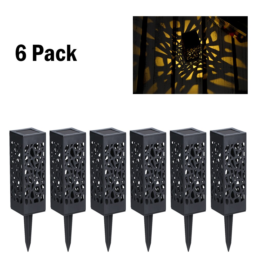 Solar Lawn Light Decoration Garden Hollow Lawn Lamp Outdoor Soalr Garden Lights Pathway Light Waterproof led Solar Garden Light: 6 pack