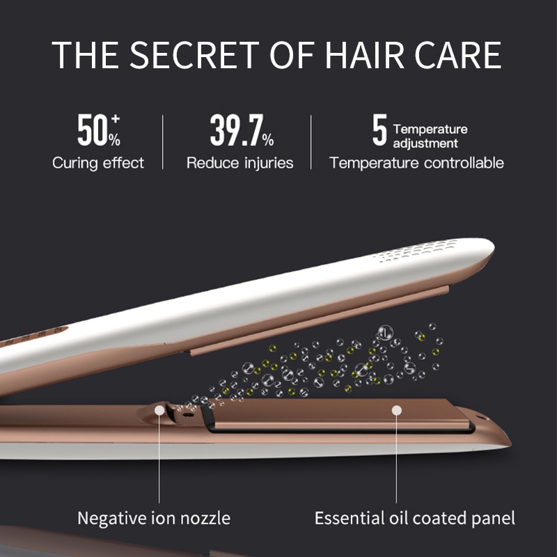 LENA 2 in 1 Hair Straightener Hair Curling Iron Negative Ion Curler Styling Tool Four-Gear Temperature Adjustment Portable Home